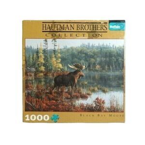 Hautman Brothers Jigsaw Puzzle Black Bay Moose on Lake 27 x 20-in 1000-Pc Gift